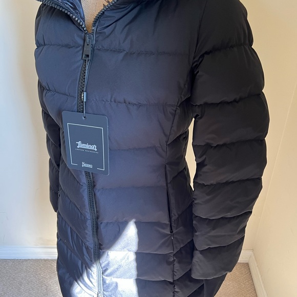 🖤SOLD🖤 Herno Laminar Water Repellent Hooded Down Puffer Coat BLACK, Sz 6 US/42 - Picture 8 of 12